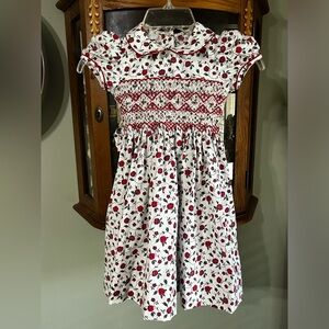 Edgehill Collection Spring Summer Floral Smocked Front Tie Back Dress 4T